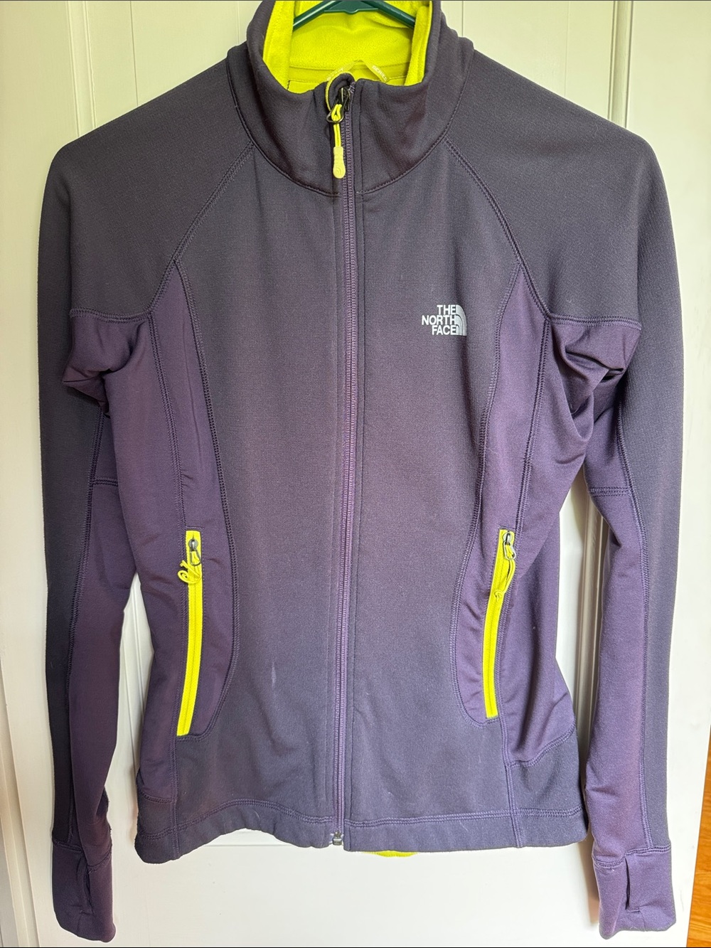 The North Face Women's Purple Utility Jacket with Yellow Accents